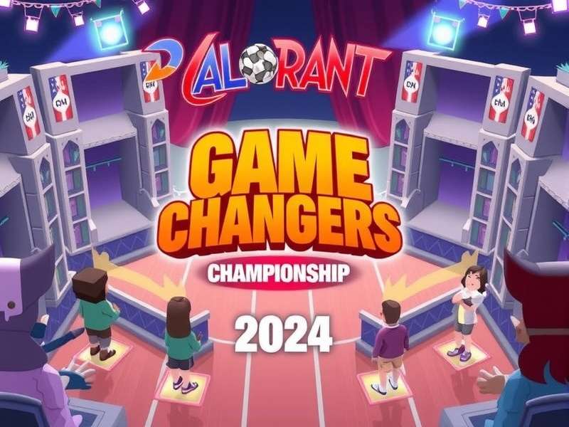 Valorant Game Changers Championship 2024 main stage at Riot Games Arena in Berlin with full crowd and giant screen